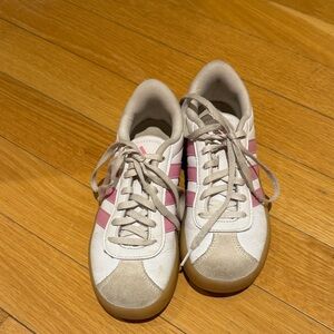 adidas White and Pink Kids Sneakers